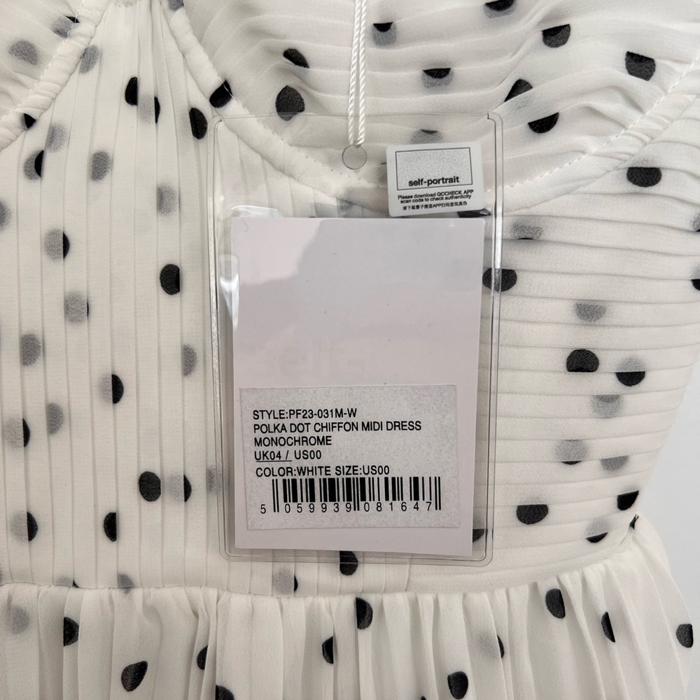 Self-Portrait BNWT white polka-dot dress. Size 0. - Picture 6 of 7